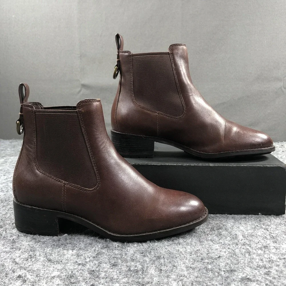 Cole Haan Grand.OS Boots Womens 6 B Brown Leather Waterproof Chelsea Ankle